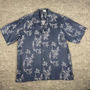 Vtg Folio Button Up Shirt Mens M‎ Linen Short Sleeve Tropical Cabana Resort Camp
